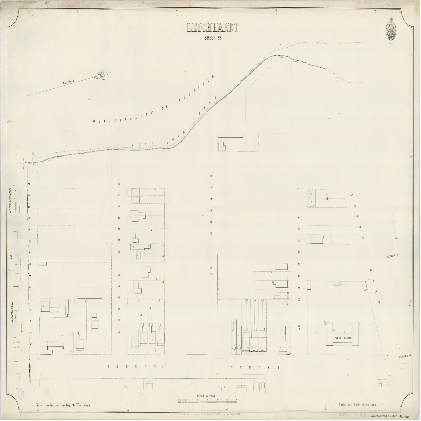 Department of Lands Maps dated 1883 show west of Tebbutt Street